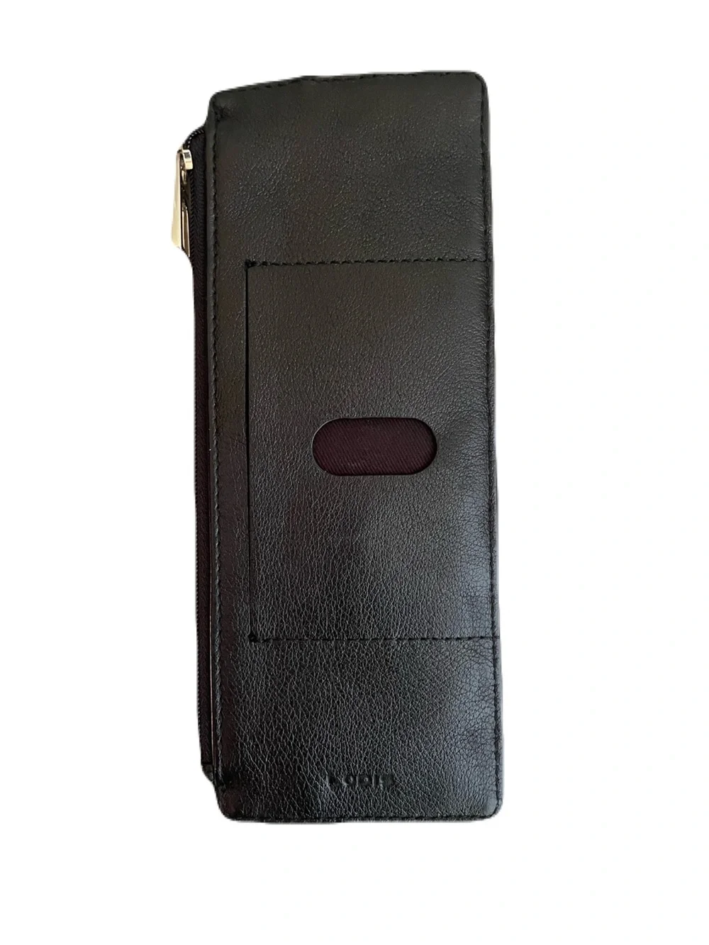 Lodis Black Genuine Leather Zip Wallet